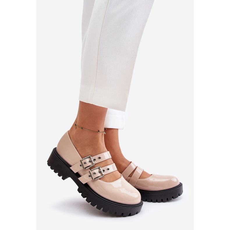 Chaussures Pour Femmes À Brides Vernies Beiges Terione 1