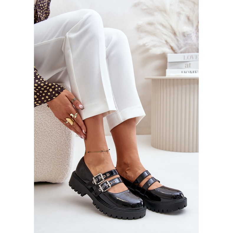 Chaussures pour femmes à brides Terione noires vernies 2