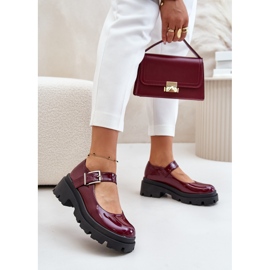 Chaussures vernies à boucle pour femme, bordeaux Plikuria rouge 2