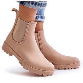 Bottes en caoutchouc avec inserts élastiques pour femme, beige Ciariel 9