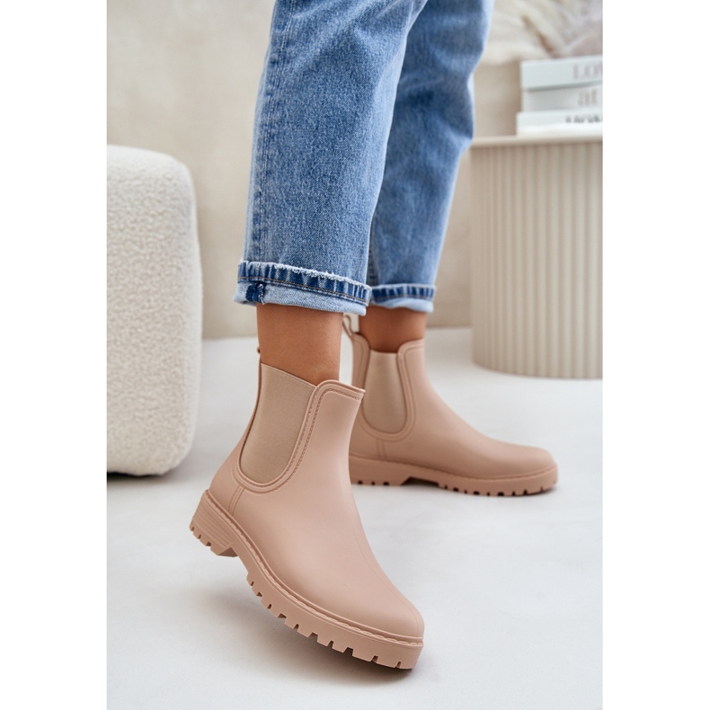 Bottes en caoutchouc avec inserts élastiques pour femme, beige Ciariel 2