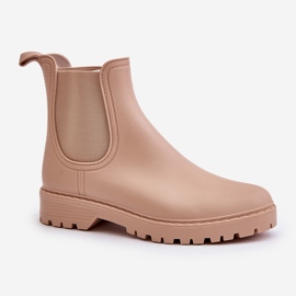 Bottes en caoutchouc avec inserts élastiques pour femme, beige Ciariel 4