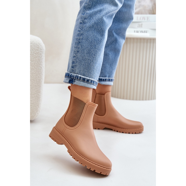 Bottes en caoutchouc pour femmes avec inserts élastiques, marron Ciariel beige 2