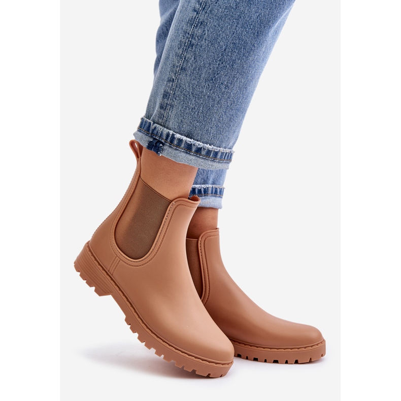 Bottes en caoutchouc pour femmes avec inserts élastiques, marron Ciariel beige 1