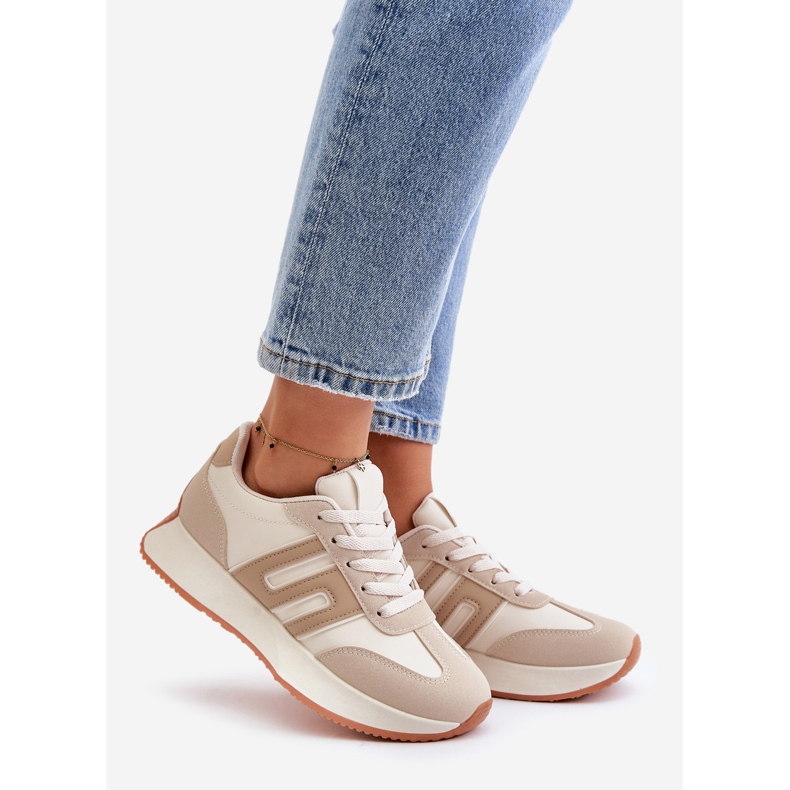 Baskets pour femmes, chaussures de sport sur la plateforme, Beige Thari 1