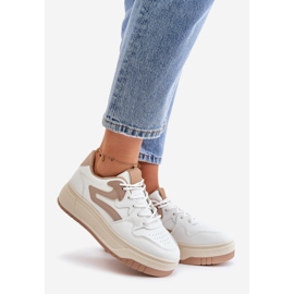 Baskets en cuir écologique pour femmes sur la plateforme blanche et beige Henizore 1
