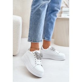 Baskets à plateforme pour femme avec papillon, blanches et argentées Naritevia 2