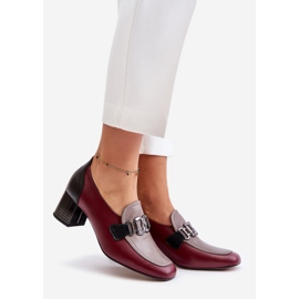 Escarpins à talons hauts en cuir avec décoration dorée Laura Messi 2861 Bordeaux rouge 1