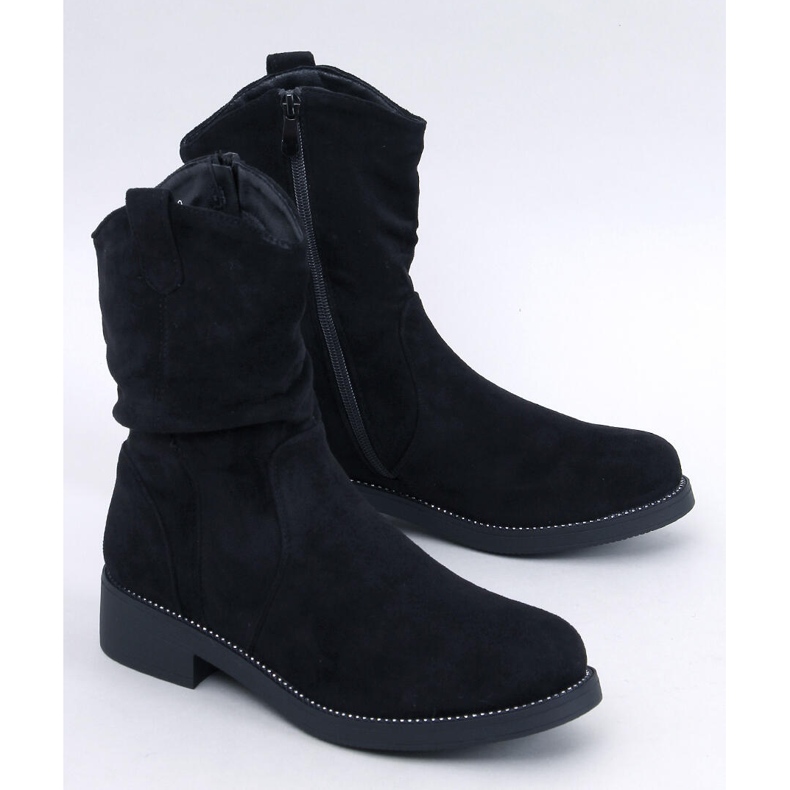 Vashtis Bottines plates en daim noir 1