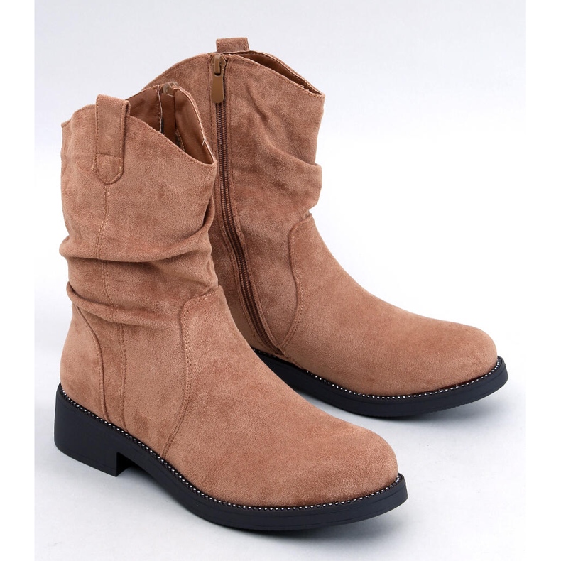 Bottines plates en daim Vashtis Camel brun 1