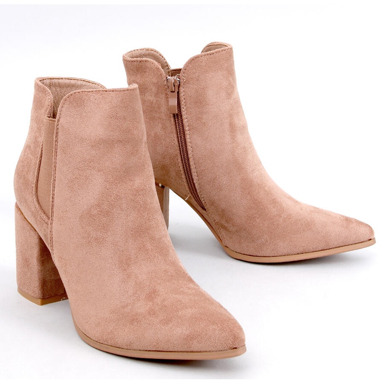 Bottines à talons et bout en amande Croix Kaki beige 1