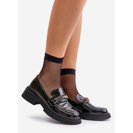 S.Barski Mocassins vernis pour femmes Mocassins avec décoration D&amp;A LZ42-030 Noir 1