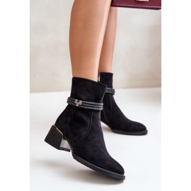 S.Barski Bottes isolées pour femmes à talons bas avec sangles décoratives D&amp;A MR880-027 Noir le noir 2