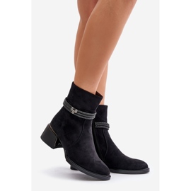 S.Barski Bottes isolées pour femmes à talons bas avec sangles décoratives D&amp;A MR880-027 Noir le noir 1