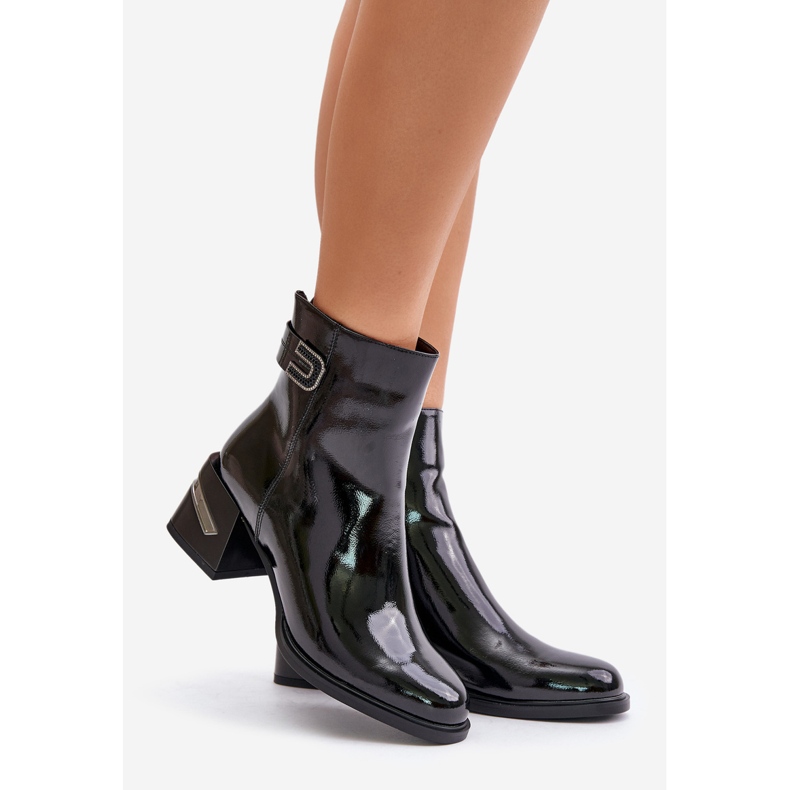 S.Barski Bottes à talons hauts vernies isolées MR880-093 noir le noir 1