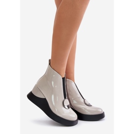 S.Barski Bottes compensées vernies isolées D&A MR880-136 gris clair 1 S.Barski Bottes compensées vernies isolées D&A MR880-136 gris clair 1