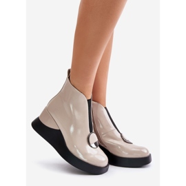 S.Barski Bottes compensées vernies isolées D&amp;A MR880-136 Beige 1