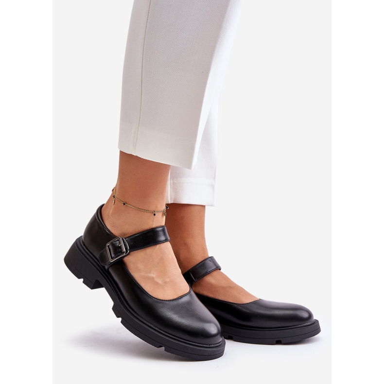 Chaussures en cuir écologique pour femmes avec sangle noir Vinceza 62179 1 Chaussures en cuir écologique pour femmes avec sangle noir Vinceza 62179 1