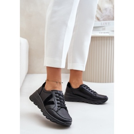 Vinceza 7918 Chaussures de sport en cuir pour femme Noir 2