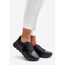Vinceza 7918 Chaussures de sport en cuir pour femme Noir 1