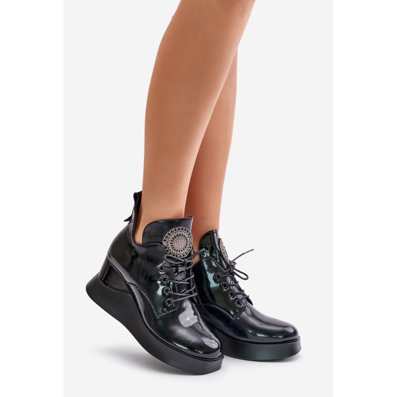 Bottes compensées vernies pour femmes isolées Vinceza 66706 noir 1