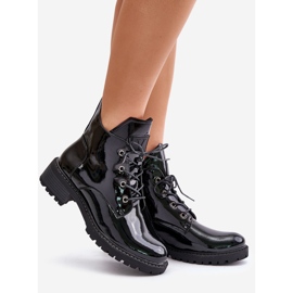 Bottes isolées pour femmes à talons bas vernies Vinceza 58136 noir 1