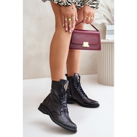 Bottines Zazoo 2955 Patent Worker avec détail doré sur la langue, noir 2