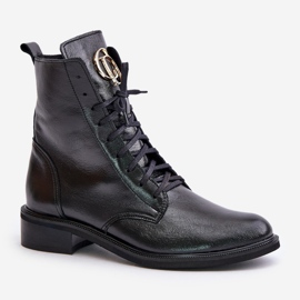 Bottines Zazoo 2955 Patent Worker avec détail doré sur la langue, noir le noir 4