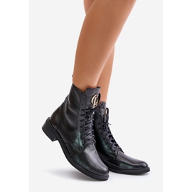 Bottines Zazoo 2955 Patent Worker avec détail doré sur la langue, noir le noir 1