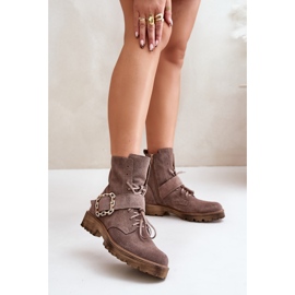 Bottines en daim Zazoo 2951 avec boucle décorative, beige foncé 3