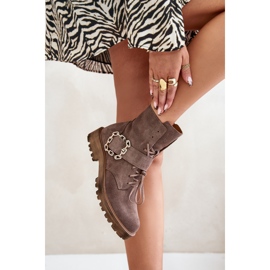 Bottines en daim Zazoo 2951 avec boucle décorative, beige foncé 6