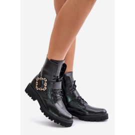 Zazoo 2951 Bottines en cuir verni avec boucle décorative, noir le noir 1