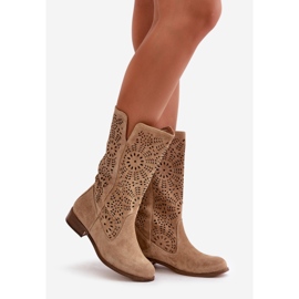 Lewski Shoes Bottines Daim Ajourées Leewski 3366/2 Beige 1