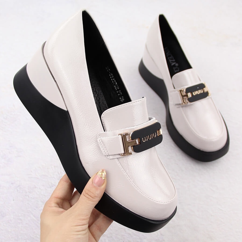 Chaussures compensées en cuir gris pour femmes Vinceza 58337 1 Chaussures compensées en cuir gris pour femmes Vinceza 58337 1