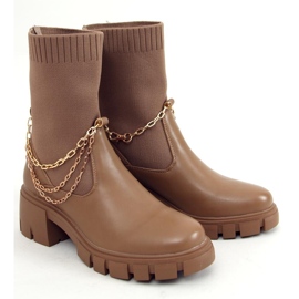 Bottines chaussettes Mona Kaki brun 1