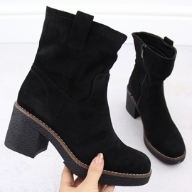 Bottines en daim pour femmes, noires, Potocki 51302 le noir 1