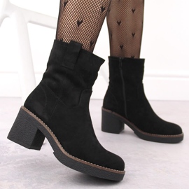Bottines en daim pour femmes, noires, Potocki 51302 le noir 5