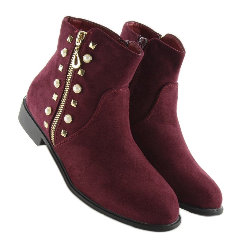 Boots à perles bordeaux 30708 rouge multicolore 2