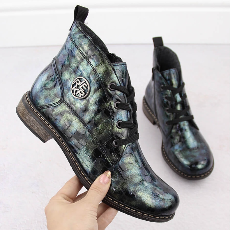 Bottines femme vernies croco vert Rieker 71205-90 1