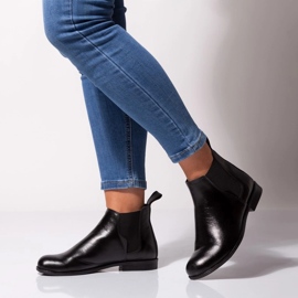Bottines Chelsea plates femme, cuir noir Butdam Btk 1
