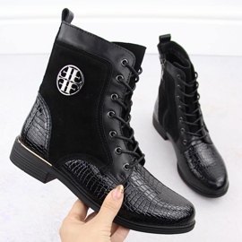 Bottines femme en cuir verni noir Filippo DBT4917 1