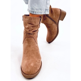 Raney Bottines à talons bas en daim kaki beige 2
