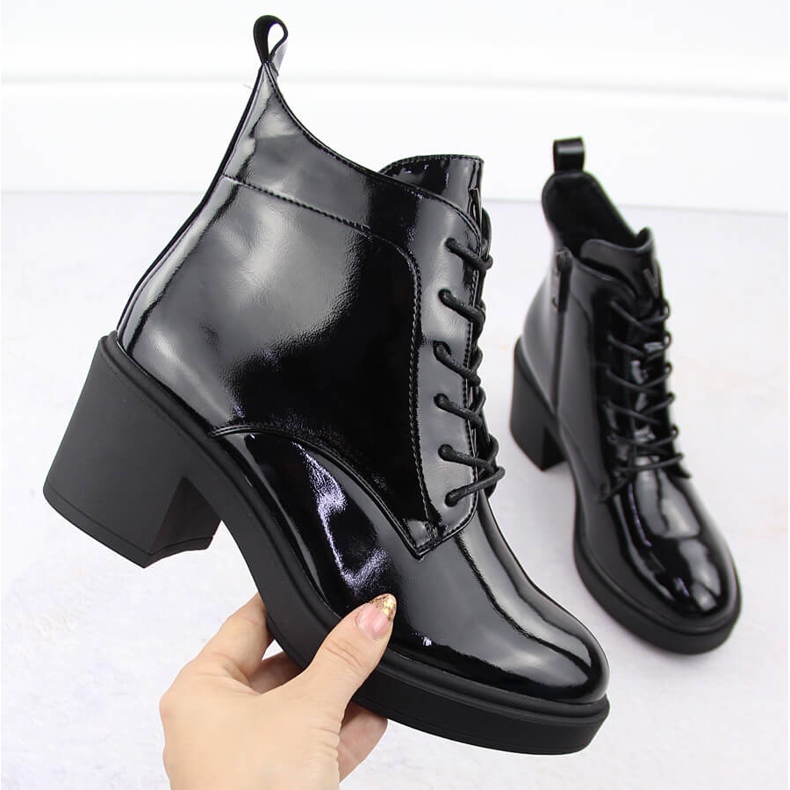 Bottines vernies pour femmes, noires, Vinceza 58321 1