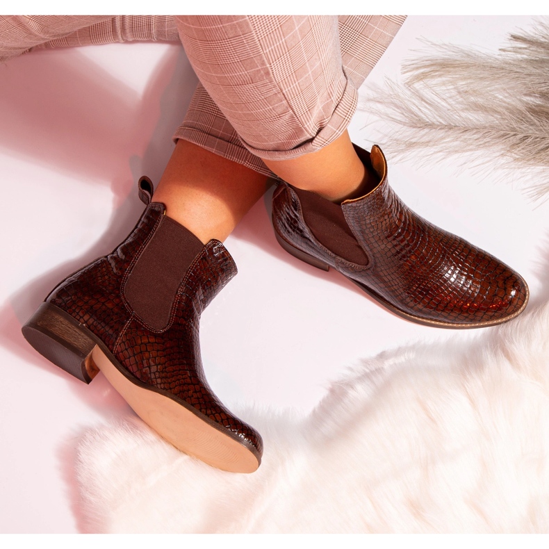 Bottines Chelsea plates, cuir camel Butdam Stw brun 1