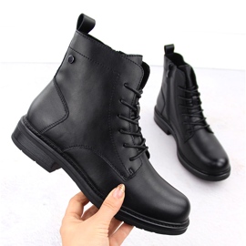 Bottines à lacets en cuir noir pour femmes de Sergio Leone BT727-S le noir 1
