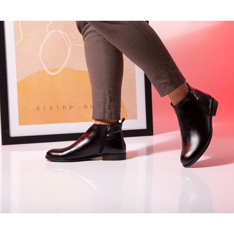 BUTDAM Bottes d'automne à talons plats en cuir noir Btz Aurora le noir 2