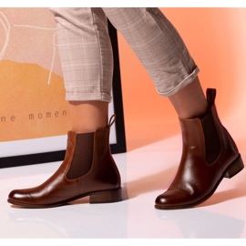 Bottines Chelsea plates cuir camel Butdam Stw brun 1