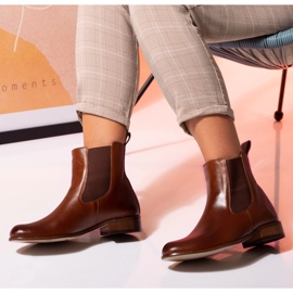 Bottines Chelsea plates cuir camel Butdam Stw brun 2