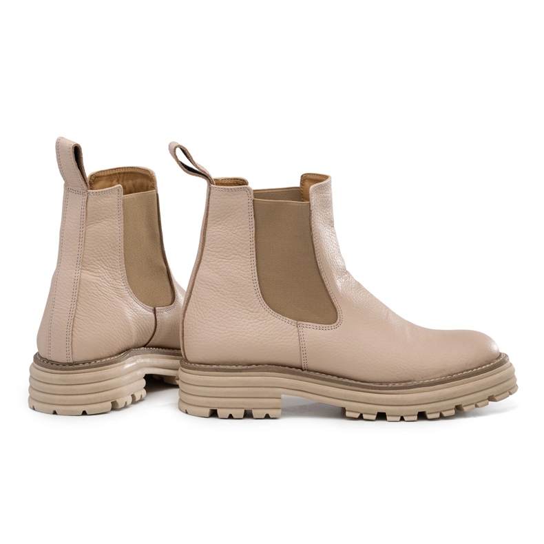 Bottines Chelsea à semelle épaisse, cuir beige, Butdam Wos 1