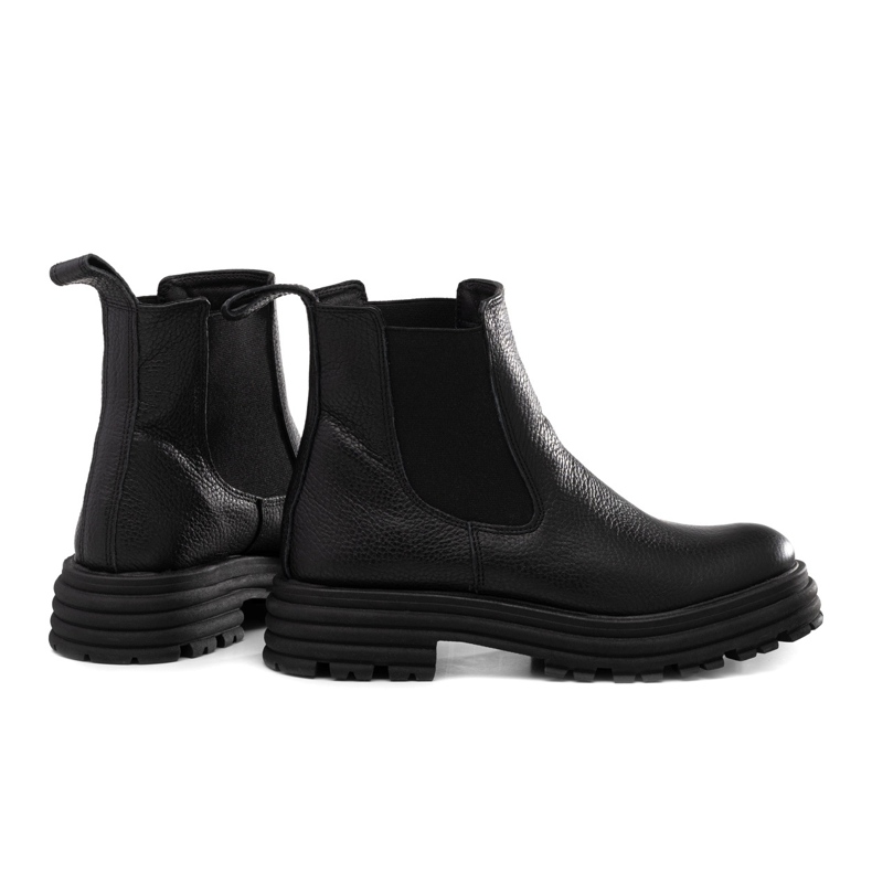 Bottines Chelsea à semelle épaisse, cuir Butdam Wos noir 1